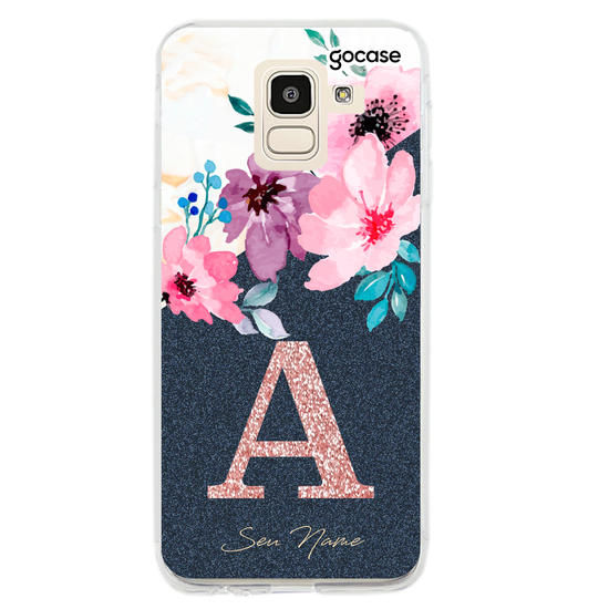 Capinha para celular Classical Flowers - Inicial Glitter