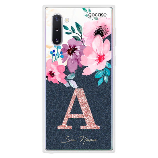 Capinha para celular Classical Flowers - Inicial Glitter
