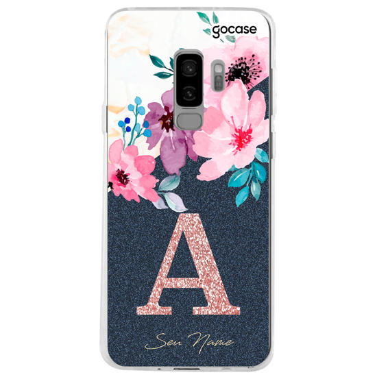Capinha para celular Classical Flowers - Inicial Glitter