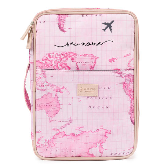 Capa Para Notebook Job 14" - Mapa Mundi Rosa
