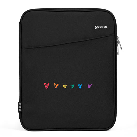 Capa Para Notebook Slim - Corações Arco-Íris com Nome