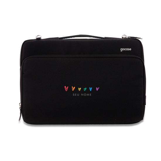 Capa para Notebook Smart - Corações Arco-Íris com Nome