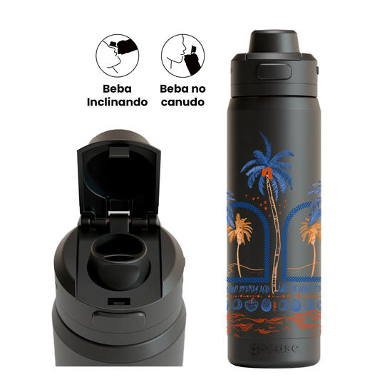 Garrafa Térmica Flip Pro + Ebook - Coconut Tree Paradise