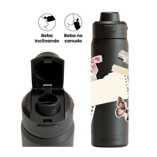 Garrafa Térmica Flip Pro + Ebook - Colagem Soft com Texto