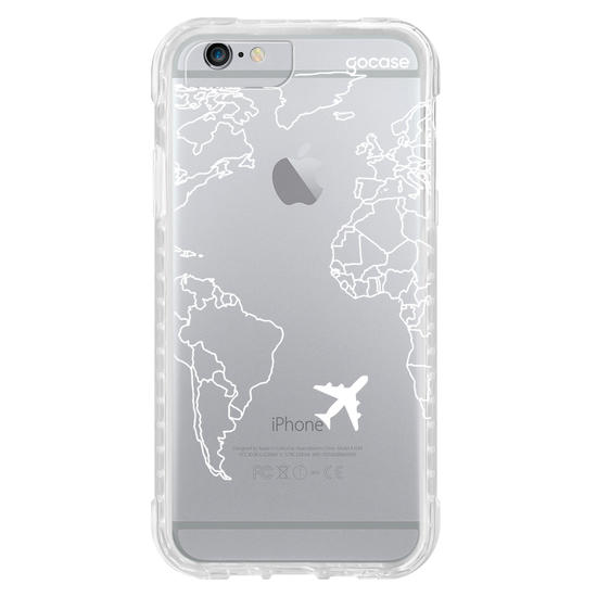 Capinha para celular Color Black Mapa Mundi Lines Manuscrita