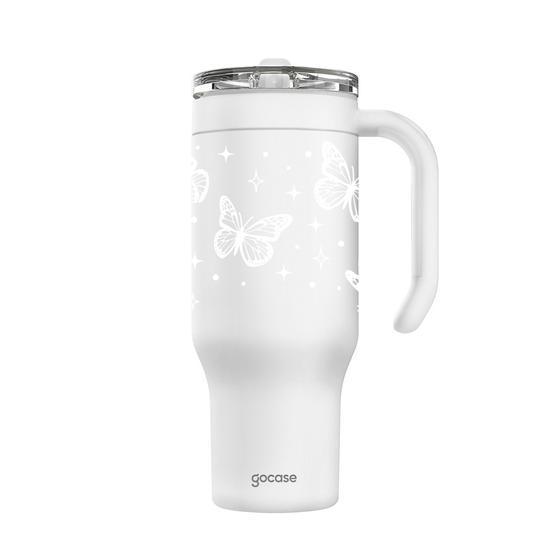 Copo Térmico Life + Ebook -  Borboletas Simples Copo Térmico Life + Ebook -  Borboletas Simples