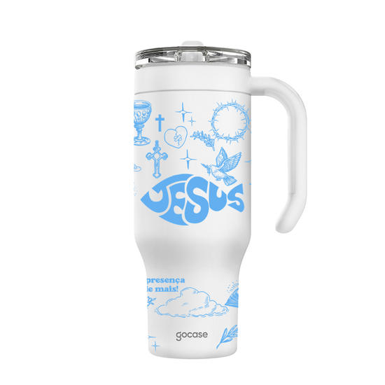 Copo Térmico Life + Ebook -  Jesus Line Itens - Azul