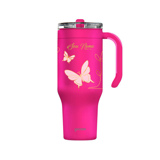 Copo Térmico Life + Ebook - Rose Butterfly Line Copo Térmico Life + Ebook - Rose Butterfly Line