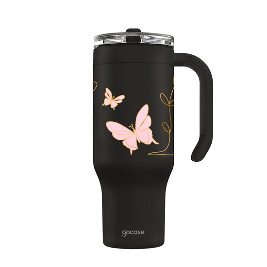 Copo Térmico Life + Ebook -  Rose Butterfly Line