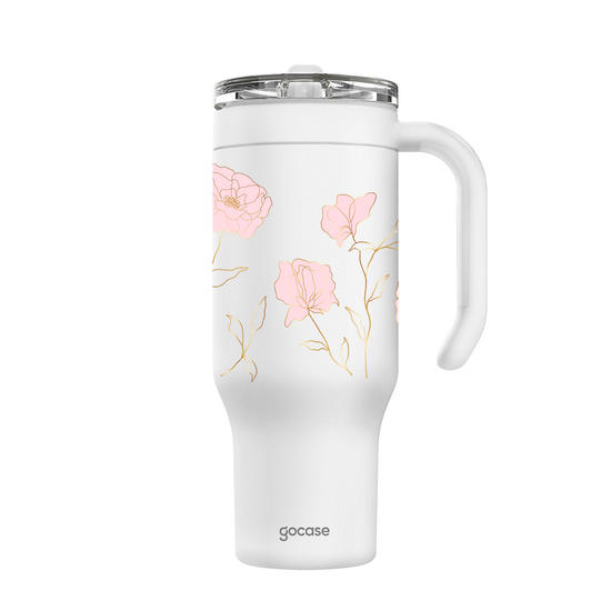 Copo Térmico Life + Ebook -  Rose Flower