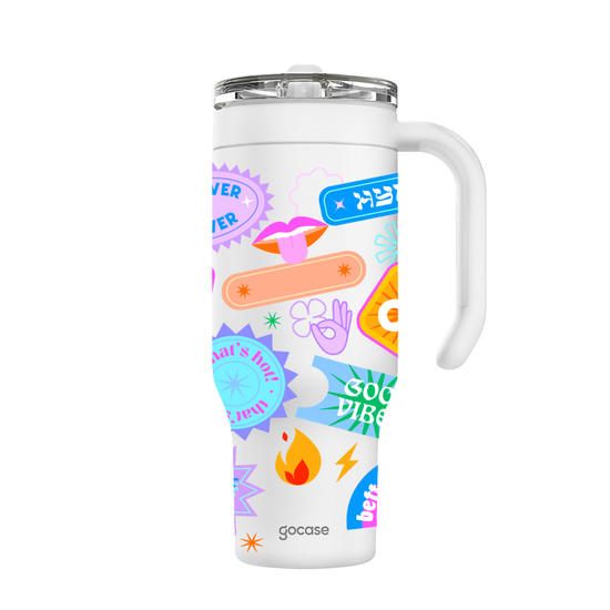 Copo Térmico Life + Ebook - Stickers Super Fun Full