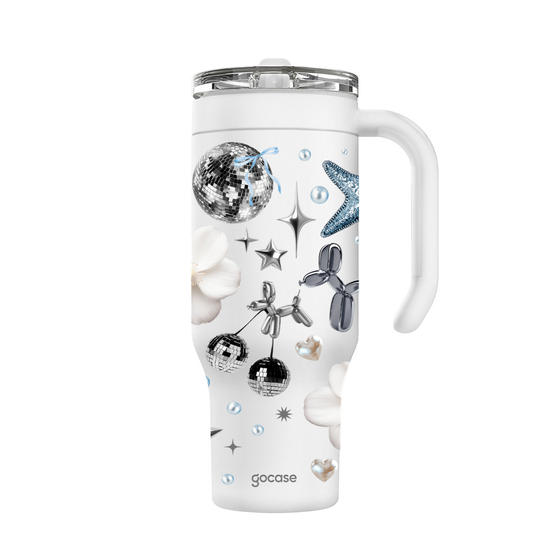 Copo Térmico Life + Ebook -  White Disco Full