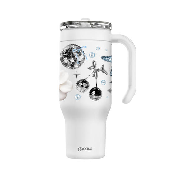 Copo Térmico Life + Ebook -  White Disco