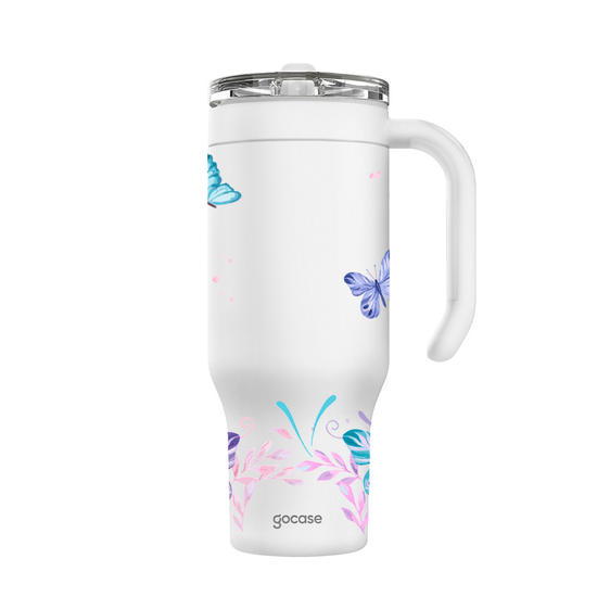 Copo Térmico Life + Ebook - Borboletas com Aquarela Copo Térmico Life + Ebook - Borboletas com Aquarela