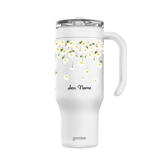 Copo Térmico Life + Ebook -  Margaridas Degrade Copo Térmico Life + Ebook -  Margaridas Degrade