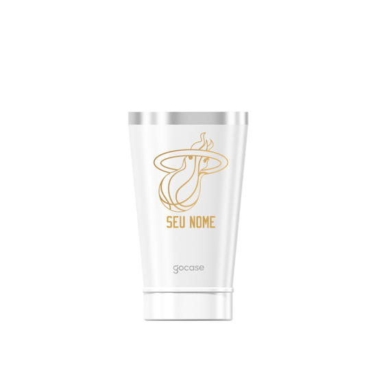 Copo Térmico Branco + Ebook - Miami Heat - Escudo Dourado