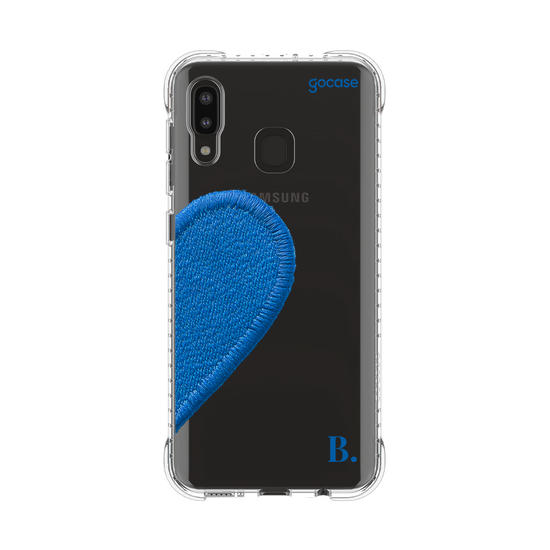 Capinha para celular  Coração Azul Bordado
