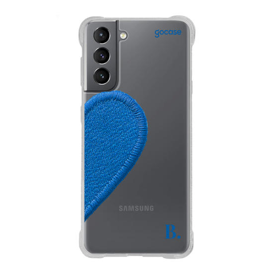 Capinha para celular  Coração Azul Bordado