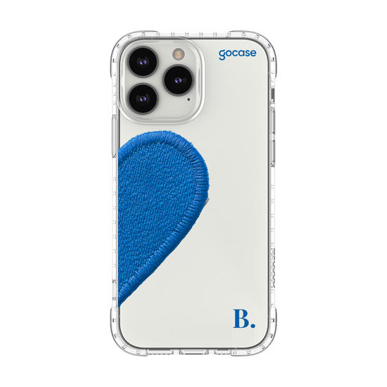 Capinha para celular  Coração Azul Bordado