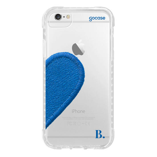Capinha para celular  Coração Azul Bordado