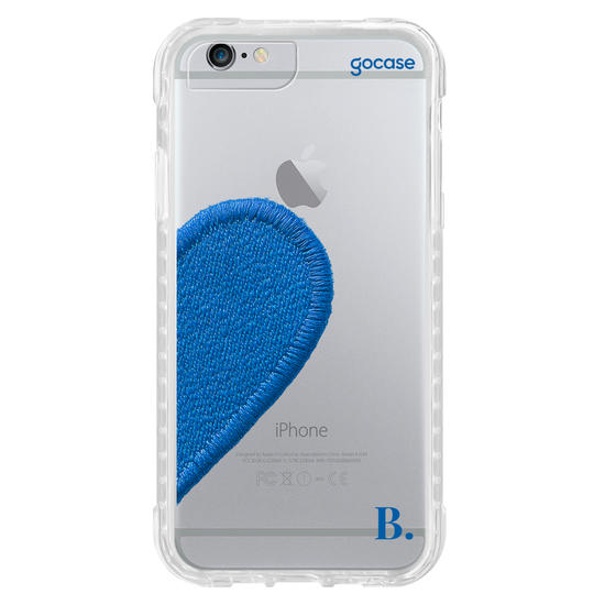 Capinha para celular  Coração Azul Bordado