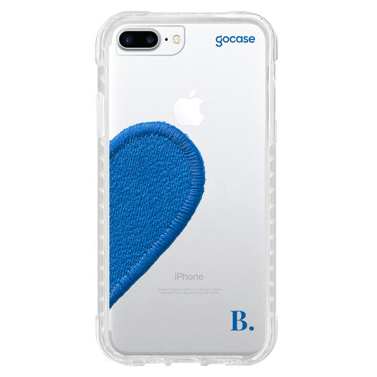 Capinha para celular  Coração Azul Bordado