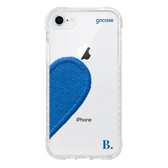 Capinha para celular  Coração Azul Bordado