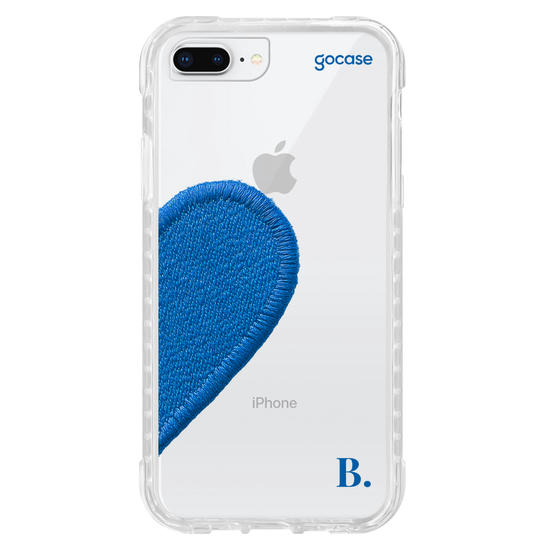 Capinha para celular  Coração Azul Bordado