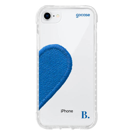 Capinha para celular  Coração Azul Bordado