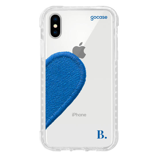 Capinha para celular  Coração Azul Bordado