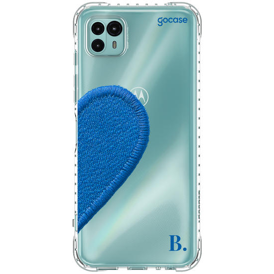 Capinha para celular  Coração Azul Bordado