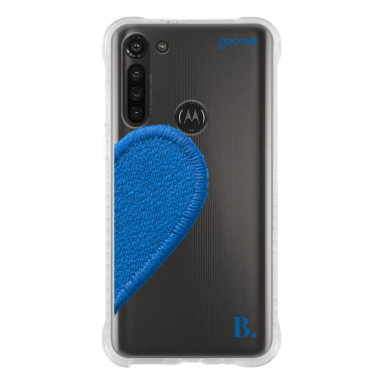 Capinha para celular  Coração Azul Bordado