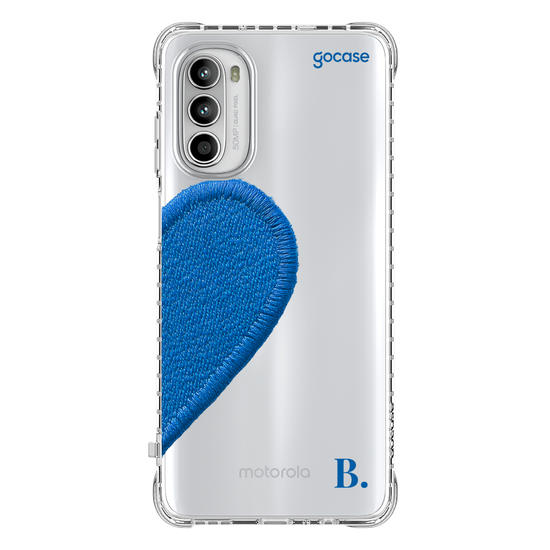 Capinha para celular  Coração Azul Bordado