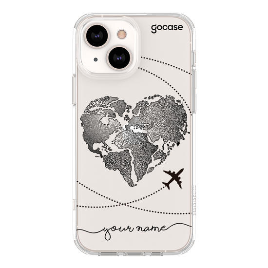 World Map Heart (Black) Phone Case