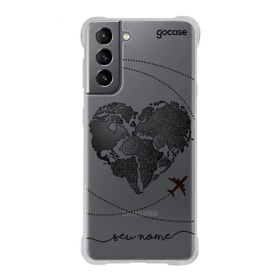 Capinha para celular Coração Mapa Mundi (Black)