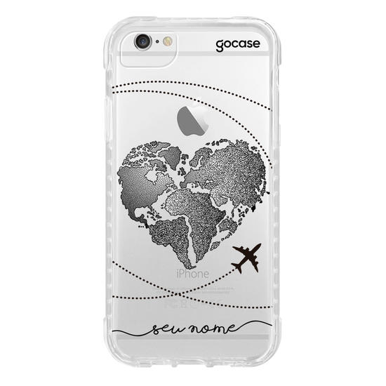 Capinha para celular Coração Mapa Mundi (Black)