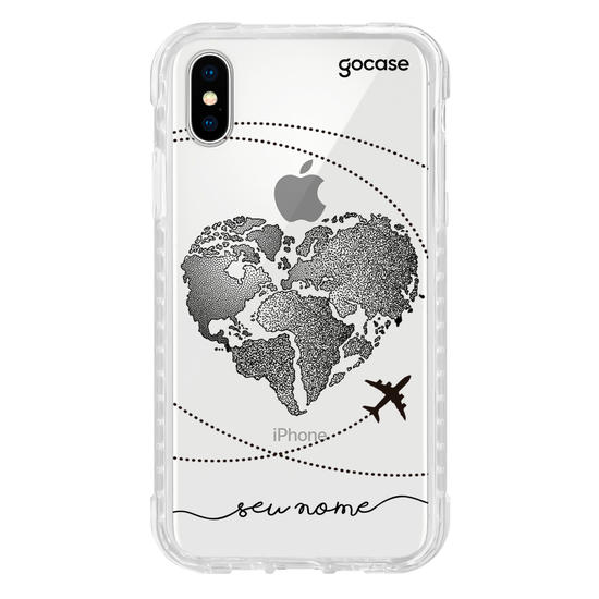 Capinha para celular Coração Mapa Mundi (Black)
