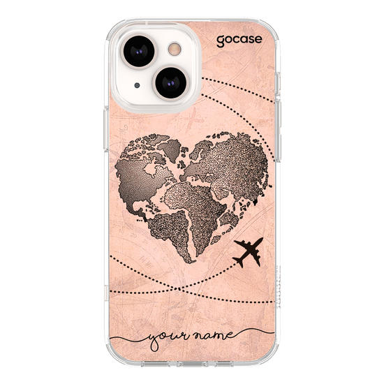 World Map Heart Vintage Handwritten Phone Case