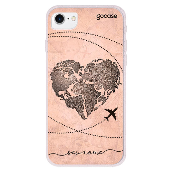 Capinha para celular Coração Mapa Mundi Vintage Manuscrita