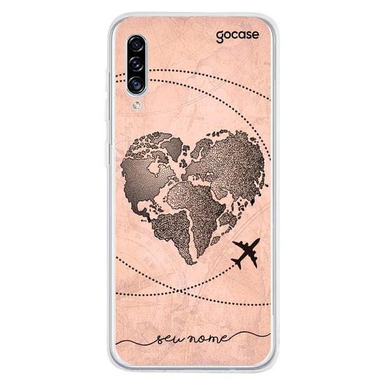 Capinha para celular Coração Mapa Mundi Vintage Manuscrita