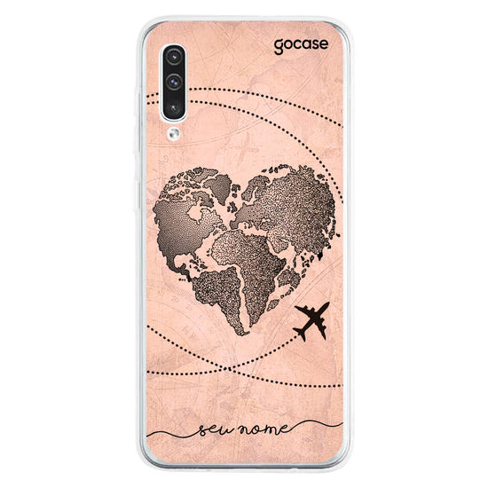 Capinha para celular Coração Mapa Mundi Vintage Manuscrita
