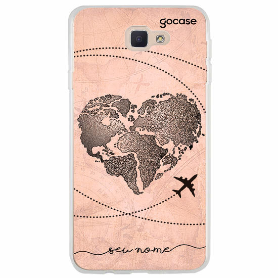 Capinha para celular Coração Mapa Mundi Vintage Manuscrita