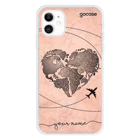 World Map Heart Vintage Handwritten Phone Case