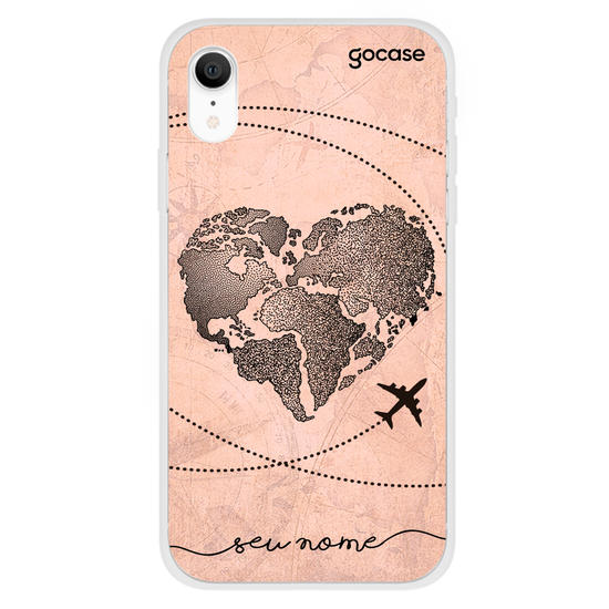 Capinha para celular Coração Mapa Mundi Vintage Manuscrita