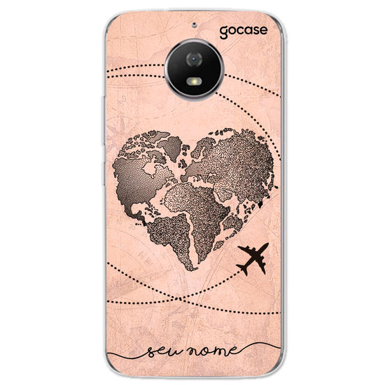 Capinha para celular Coração Mapa Mundi Vintage Manuscrita