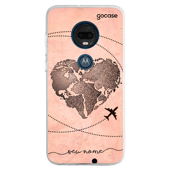 Capinha para celular Coração Mapa Mundi Vintage Manuscrita