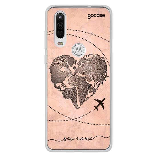 Capinha para celular Coração Mapa Mundi Vintage Manuscrita