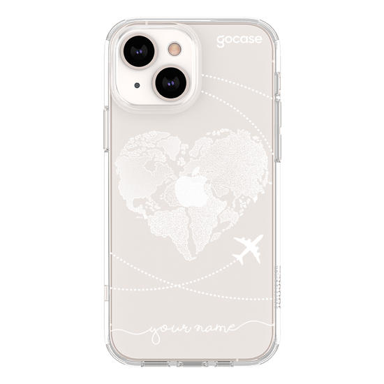 World Map Heart Handwritten (White) Phone Case