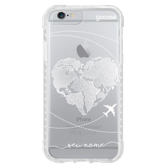 Capinha para celular Coração Mapa Mundi Manuscrita (White)