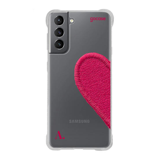 Capinha para celular  Coração Pink Bordado
